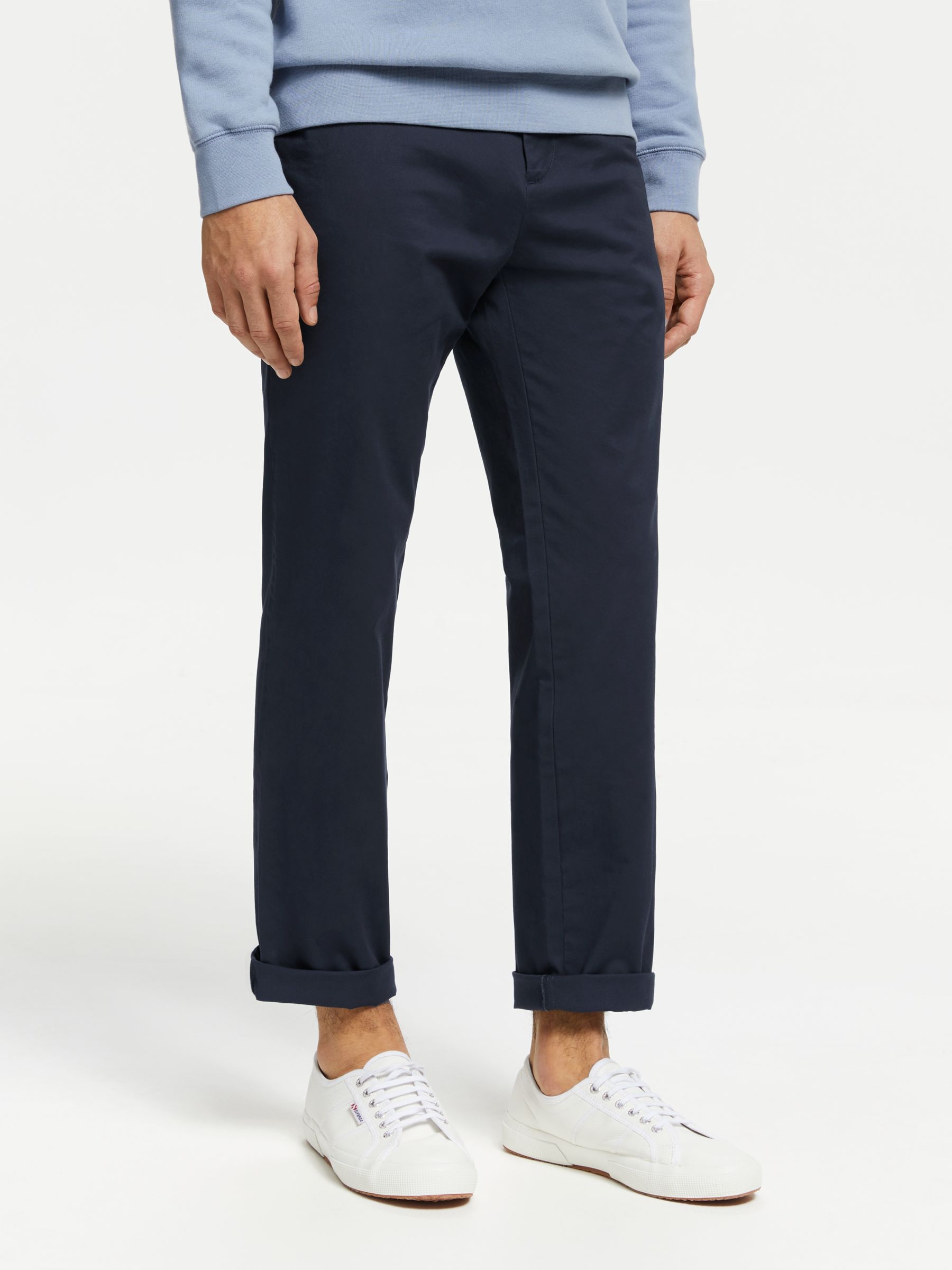 Kin Stretch Cotton Chinos, Navy at John Lewis & Partners