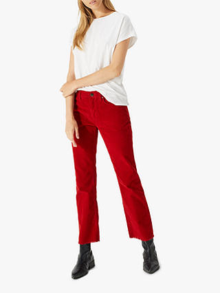 Jigsaw Westbourne Kick Flare Cord Jeans, Red