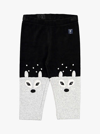 Polarn O. Pyret Baby Deer Velour Trousers, Black