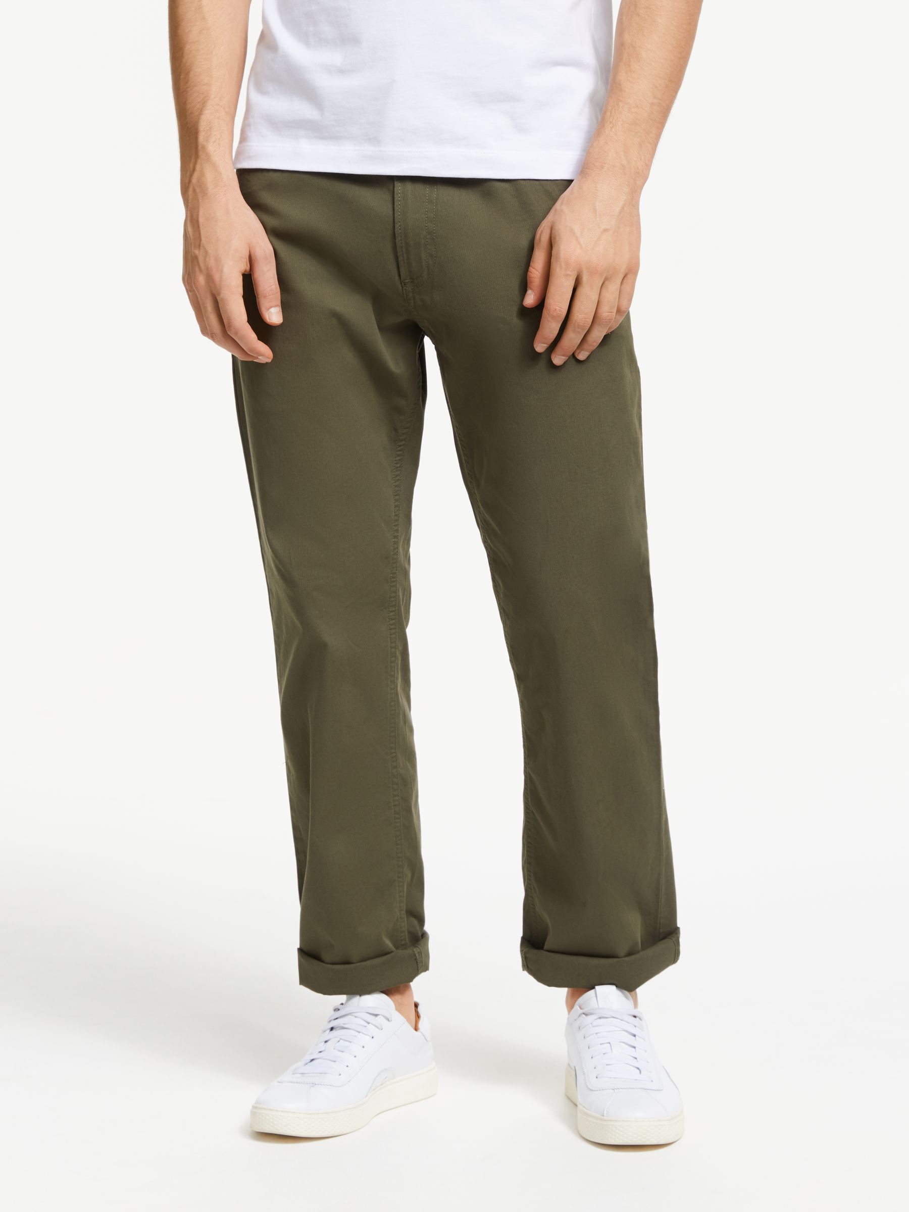 John Lewis & Partners Washed Five Pocket Straight Fit Trousers