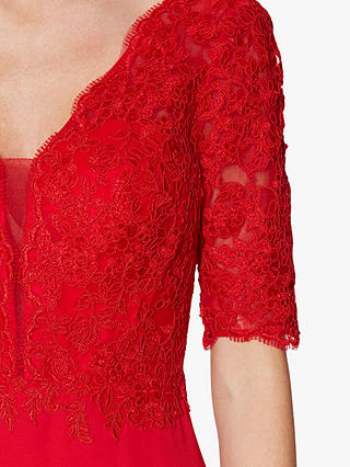 Gina Bacconi Fantasia Lace Bodice Dress, Red