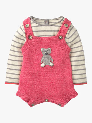 Mini Boden Baby Cosy Knitted Romper, Rosette Pink
