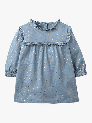 Mini Boden Baby Star Print Jersey Dress, Boathouse Blue