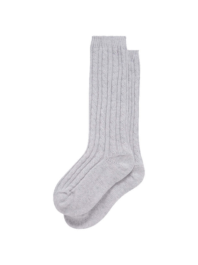 Brora Cashmere Bed Socks, Pearl, One Size
