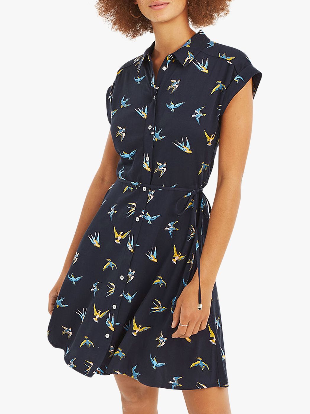 Oasis Deerhunter Bird Shirt Dress, Multi Blue