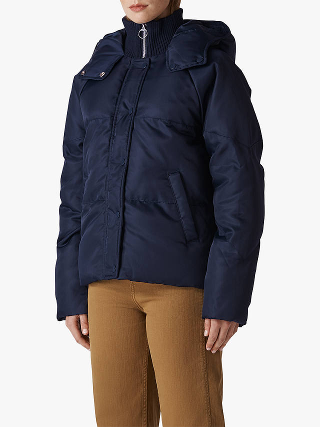 Whistles Iva Casual Puffer Jacket, Navy at John Lewis & Partners