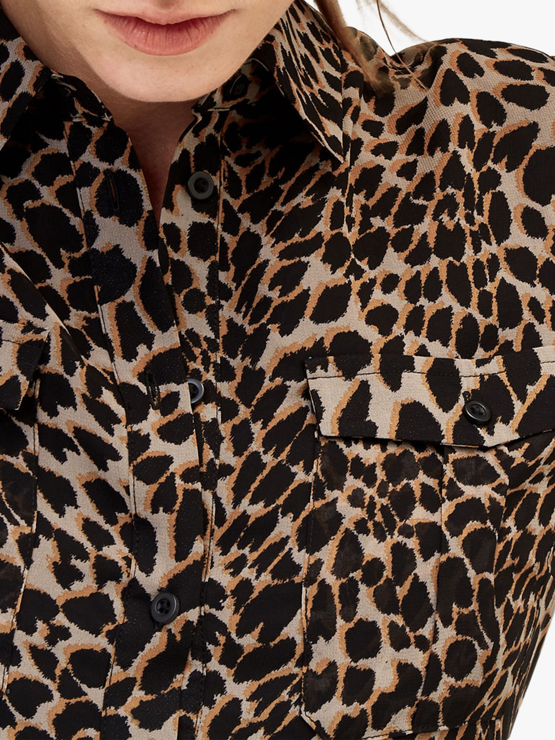 warehouse leopard print midi shirt dress