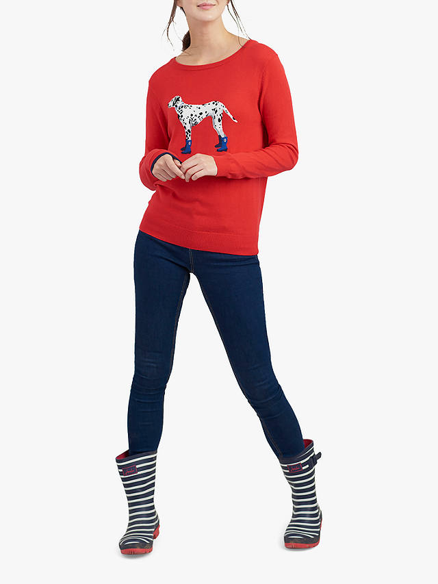 Colours Deep Pink Dalmation Ages 5-12 Joules Girls Meryl Intarsia Jumper 