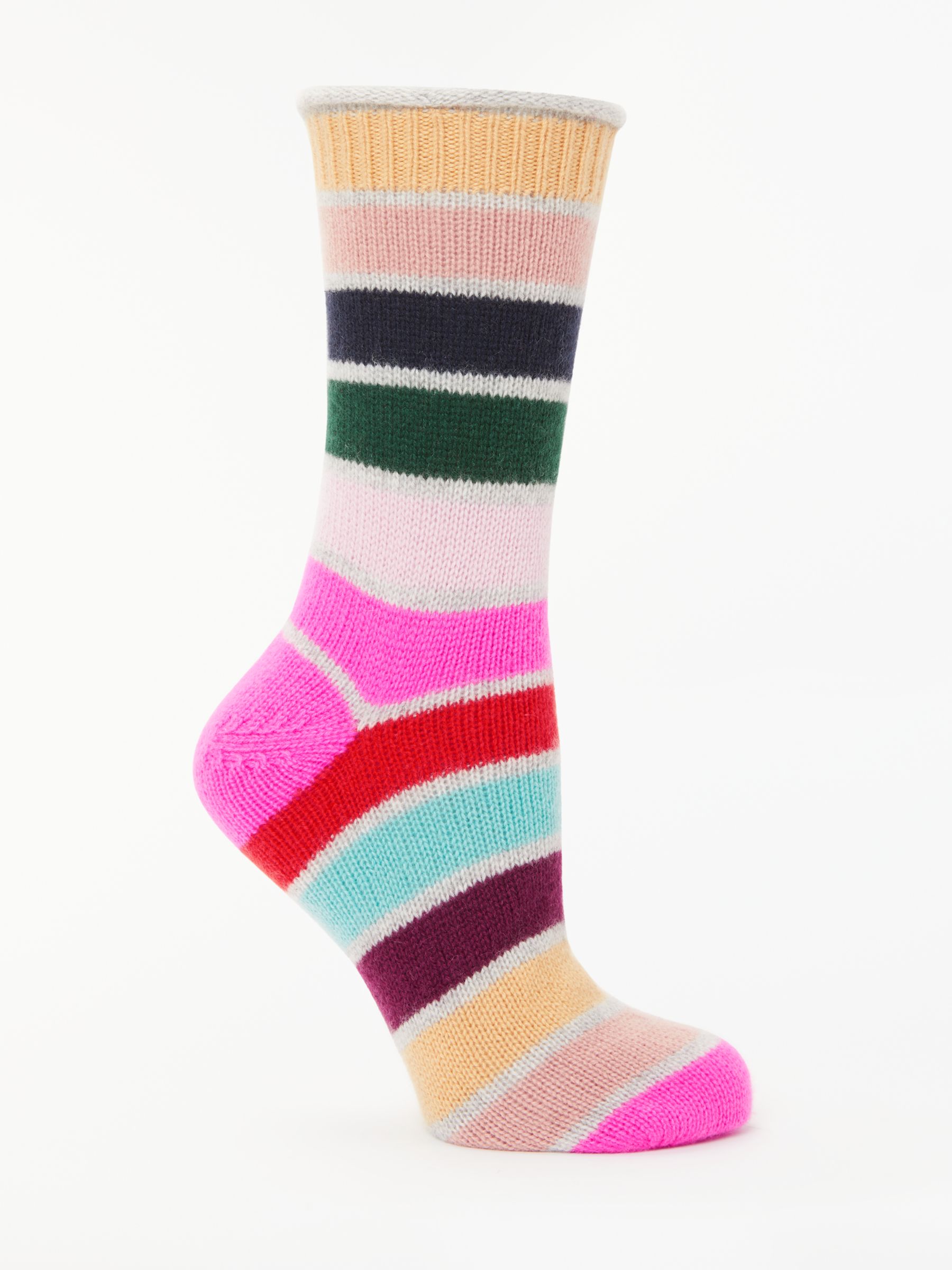 Boden Stripe Cashmere Ankle Socks, Multi Stripe at John Lewis & Partners