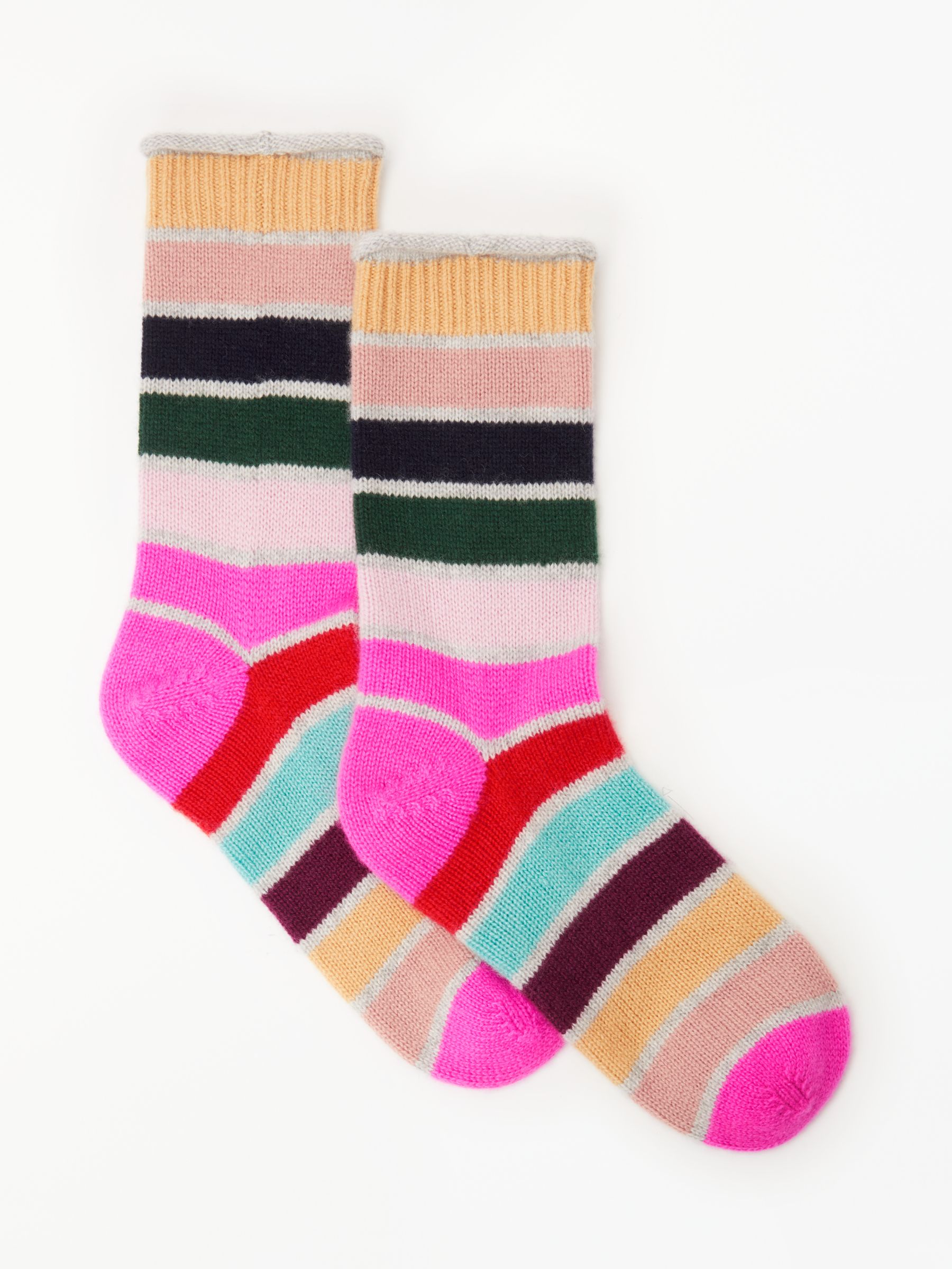 Boden Stripe Cashmere Ankle Socks, Multi Stripe