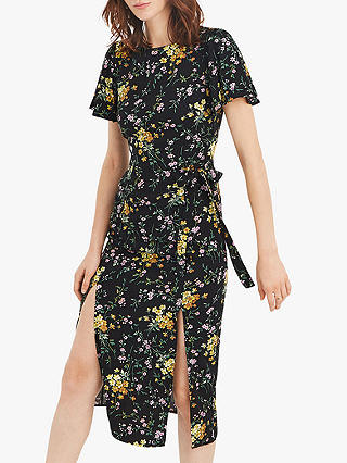 Oasis Floral Split Dress, Black Multi