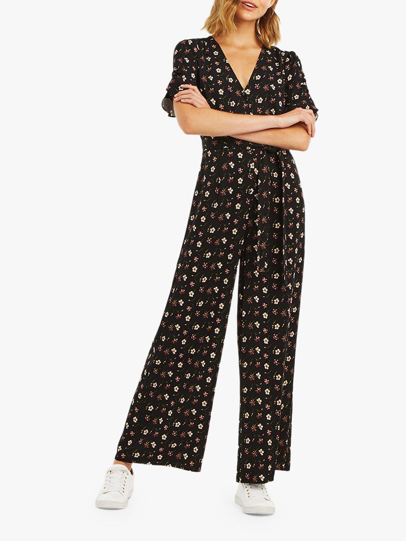 Oasis Frieda Floral Print Jumpsuit, Black/Multi