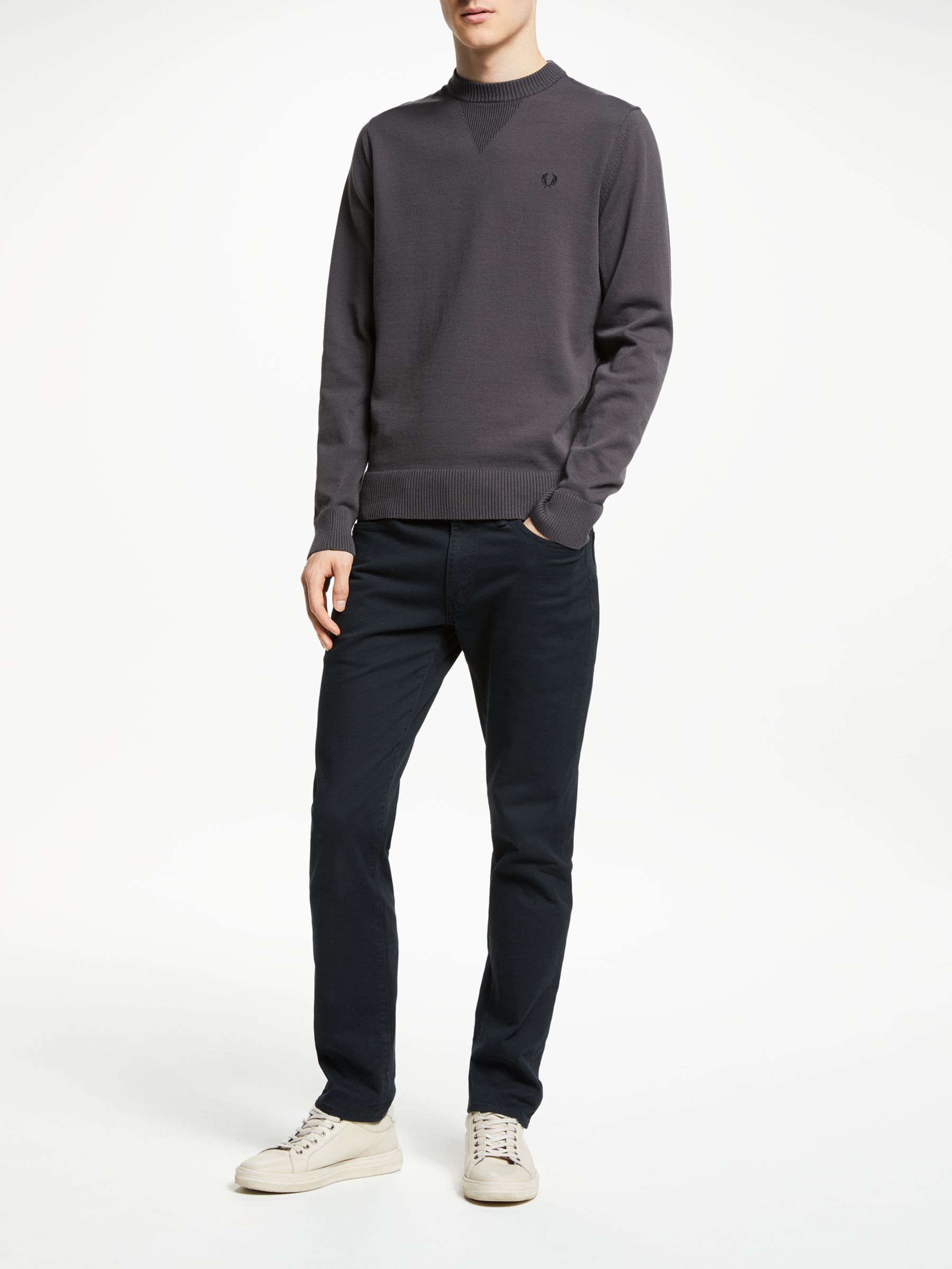 Fred Perry V Insert Crew Neck Jumper, Anchor Grey