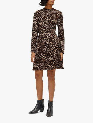 Warehouse Leopard Print Flare Dress, Multi