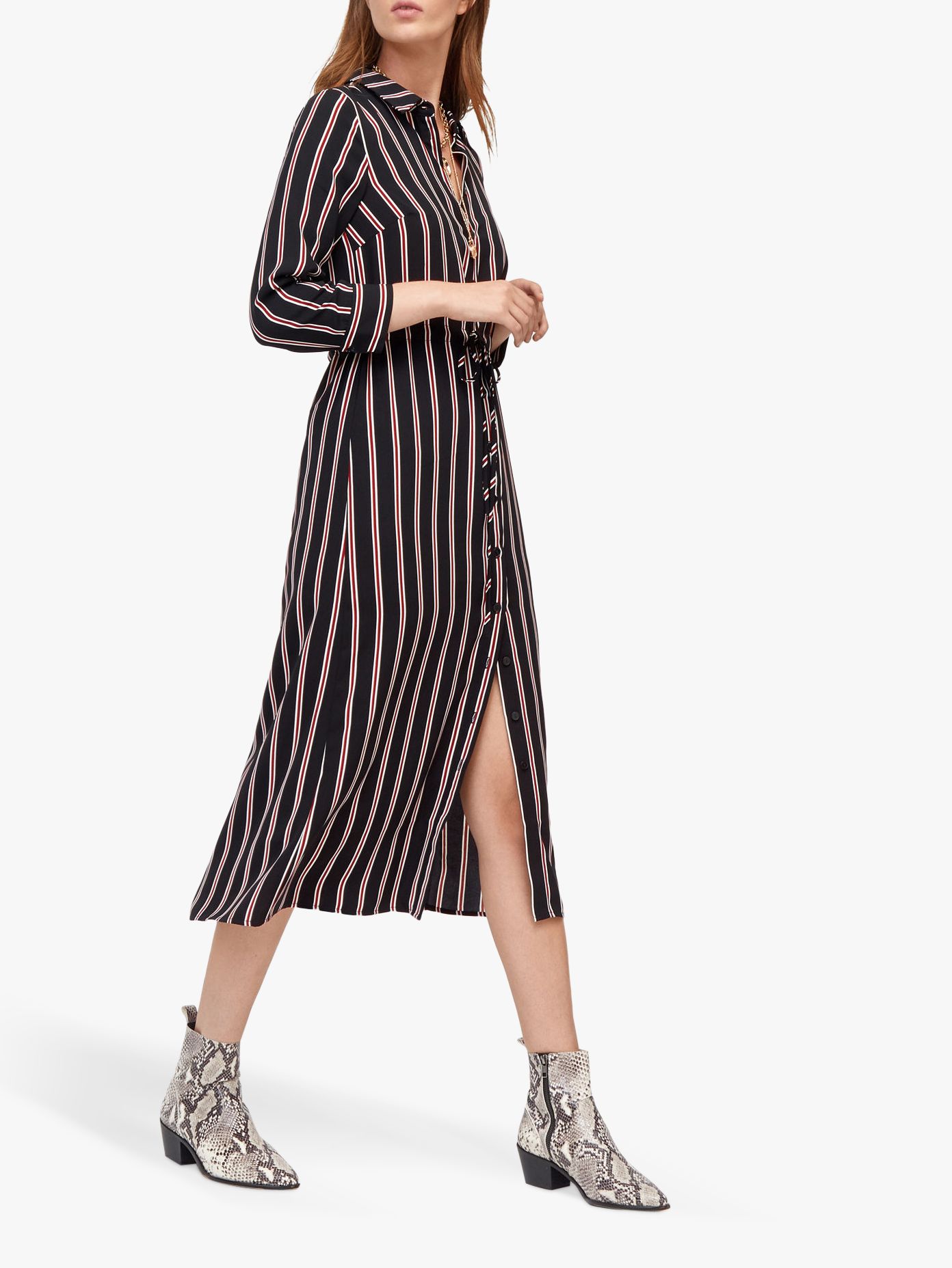 Warehouse Honey Stripe Dress, Black Stripe