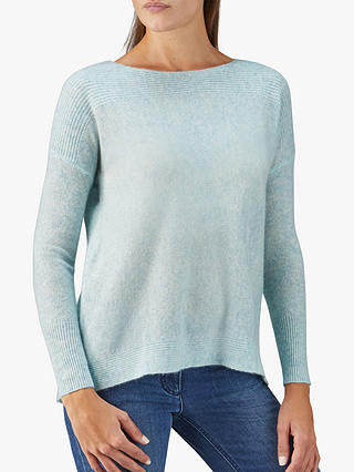 Pure Collection Rib Detail Cashmere Jumper, Light Blue