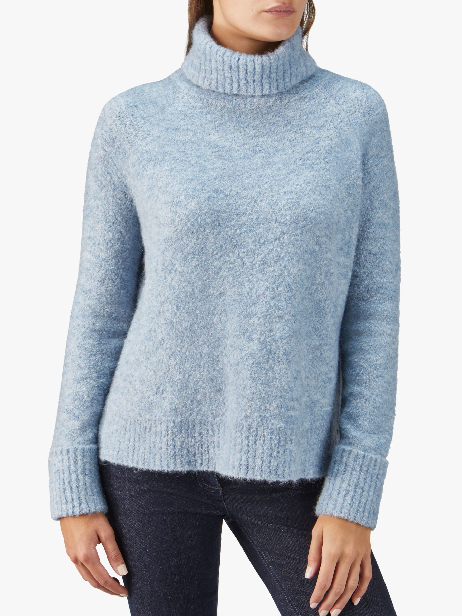 Pure Collection Boucle Jumper, Light Blue