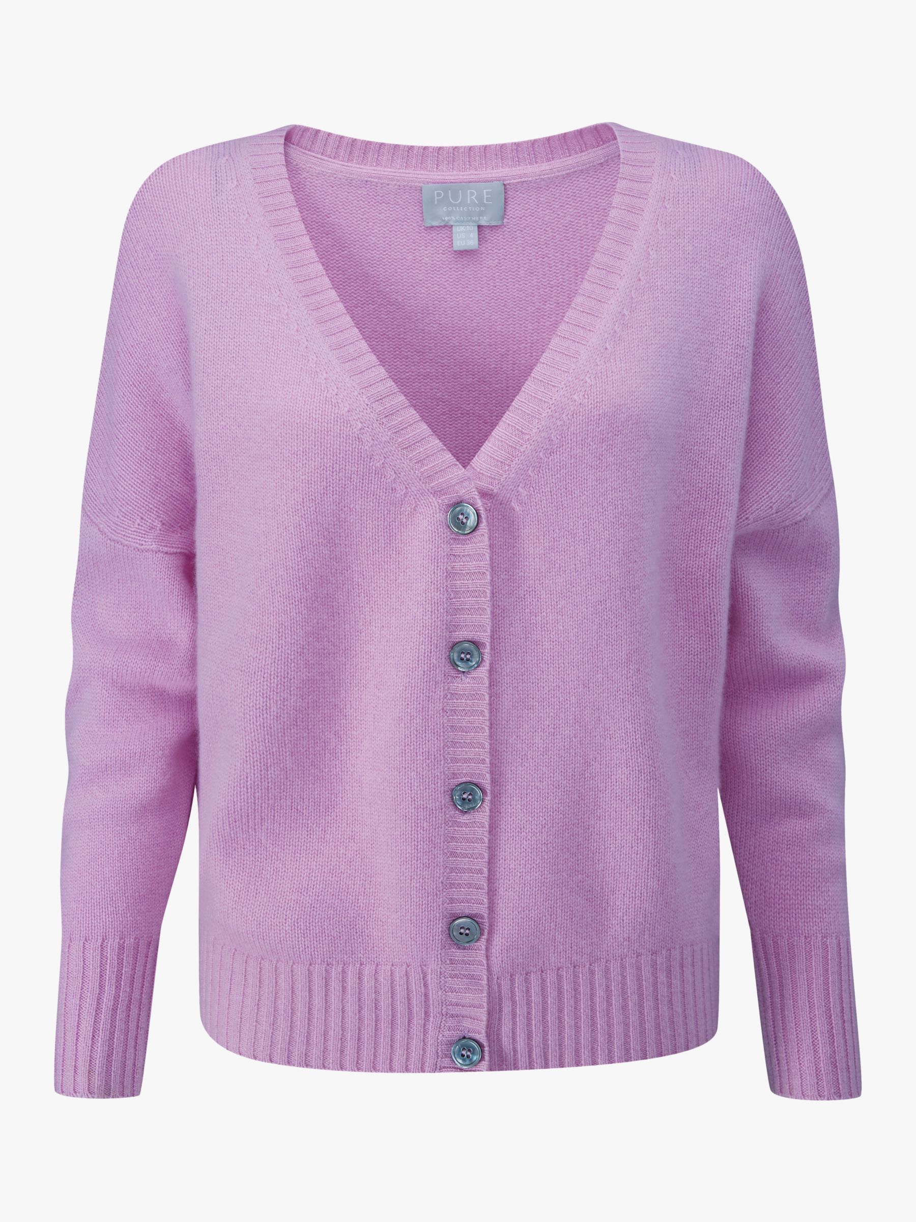 Pure Collection Cashmere Batwing Cardigan, Lilac