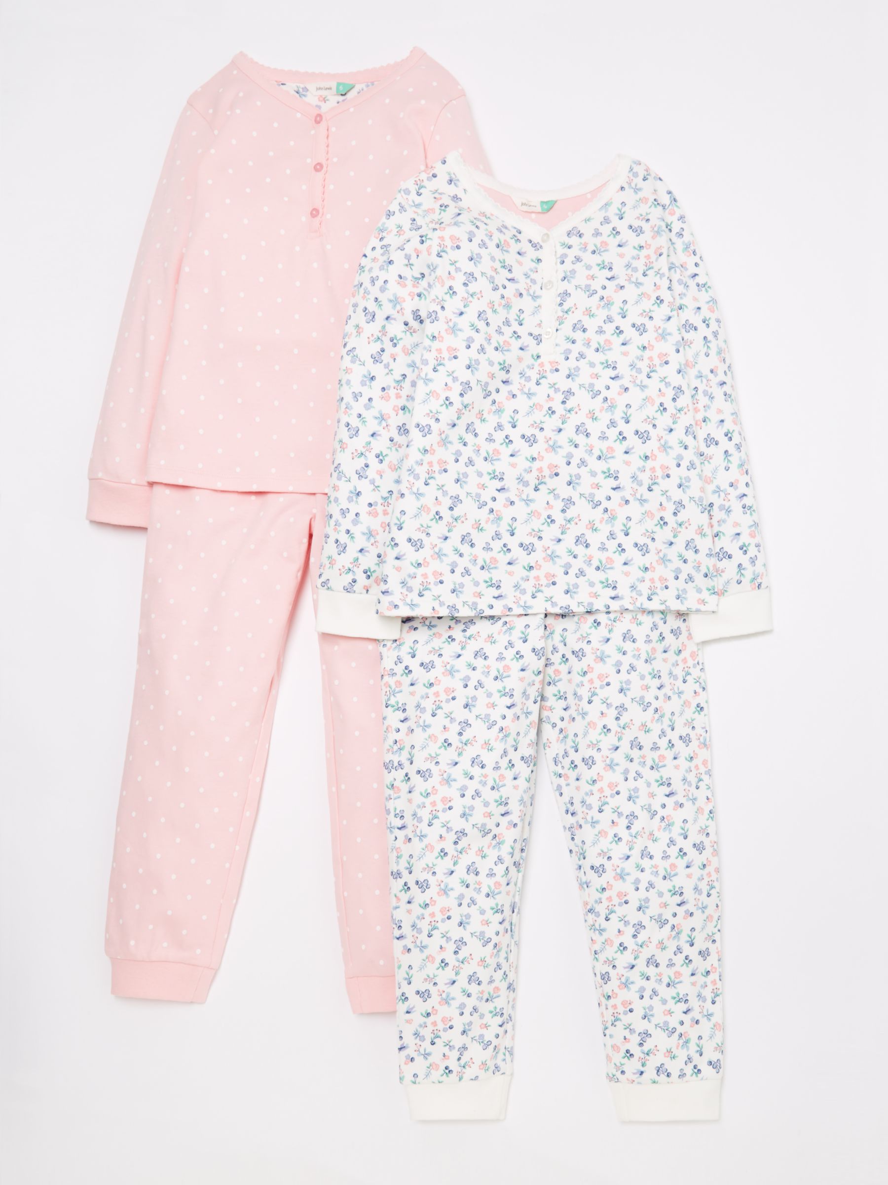 John Lewis & Partners Girls' Floral Berry Print Pyjamas, Pack of 2 ...