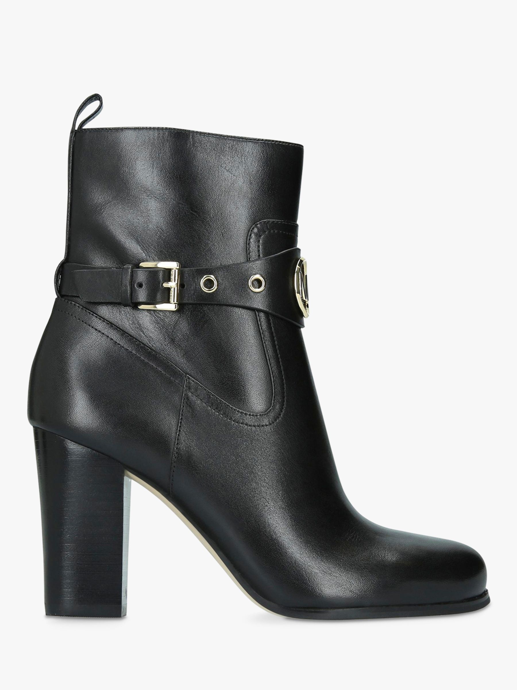 MICHAEL Michael Kors Heather Block Heel Ankle Boots, Black Leather at ...