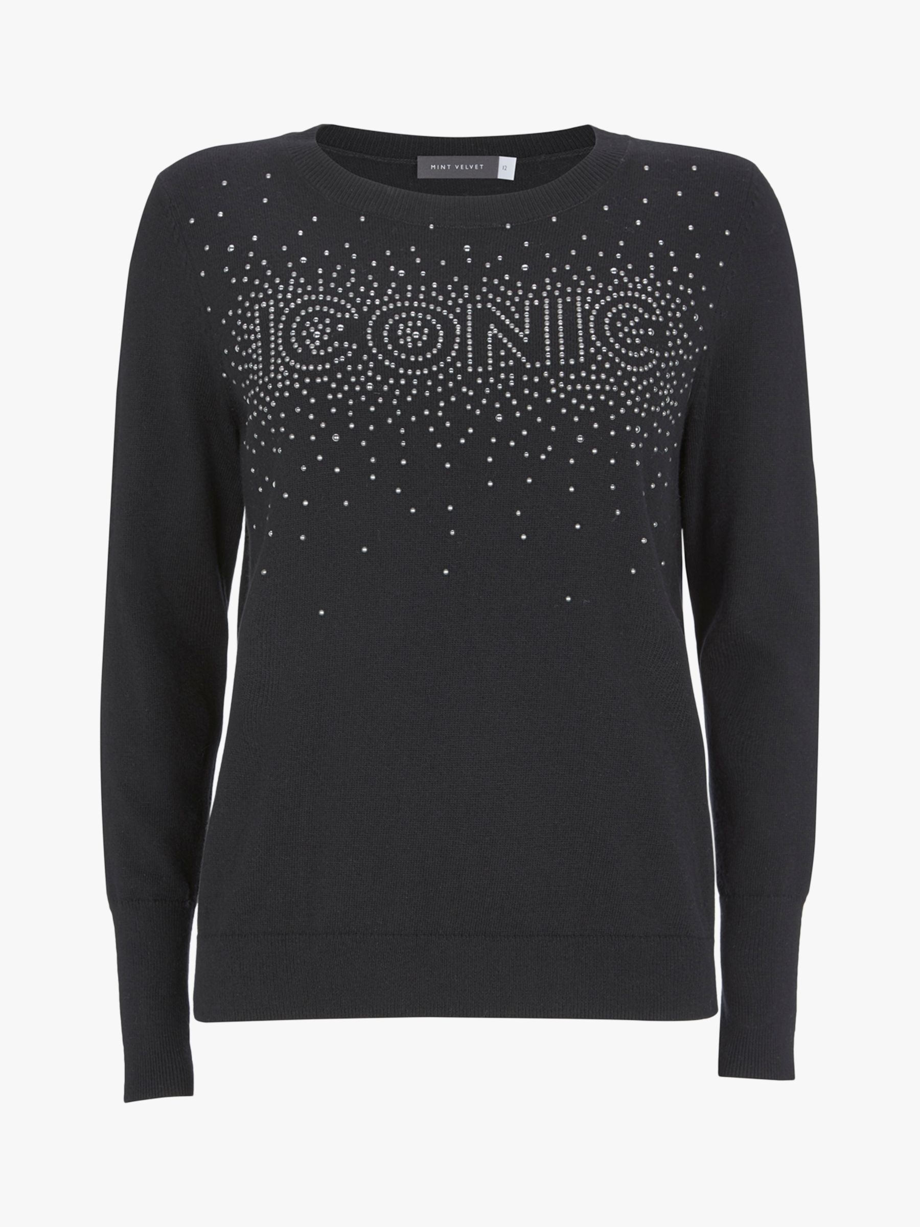 Mint Velvet Iconic Crew Neck Jumper, Black at John Lewis & Partners