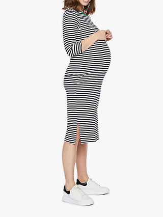 Mamalicious Gina Striped Jersey Maternity Dress, Navy