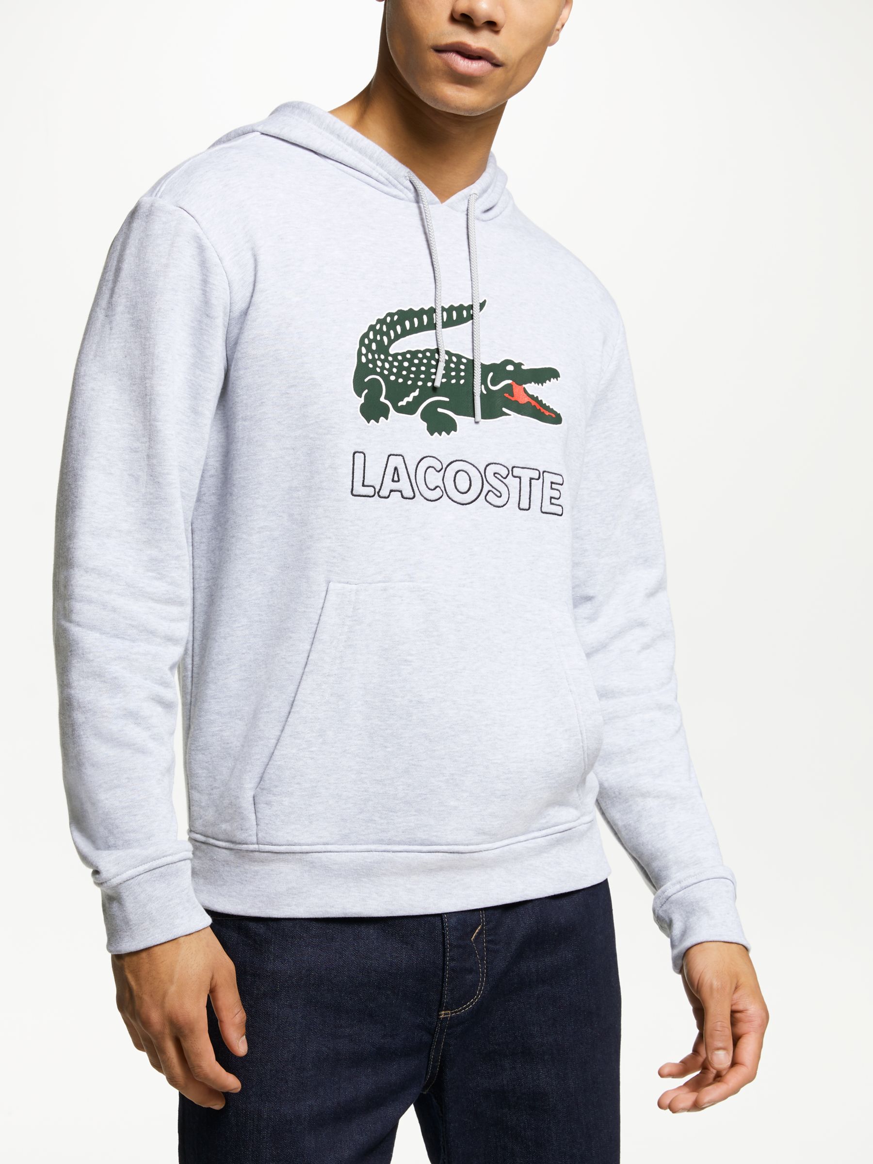 Lacoste Logo Hoodie, Argent Chine at John Lewis & Partners