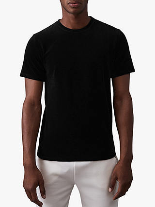 Reiss Jupiter Short Sleeve Velour T-Shirt, Black