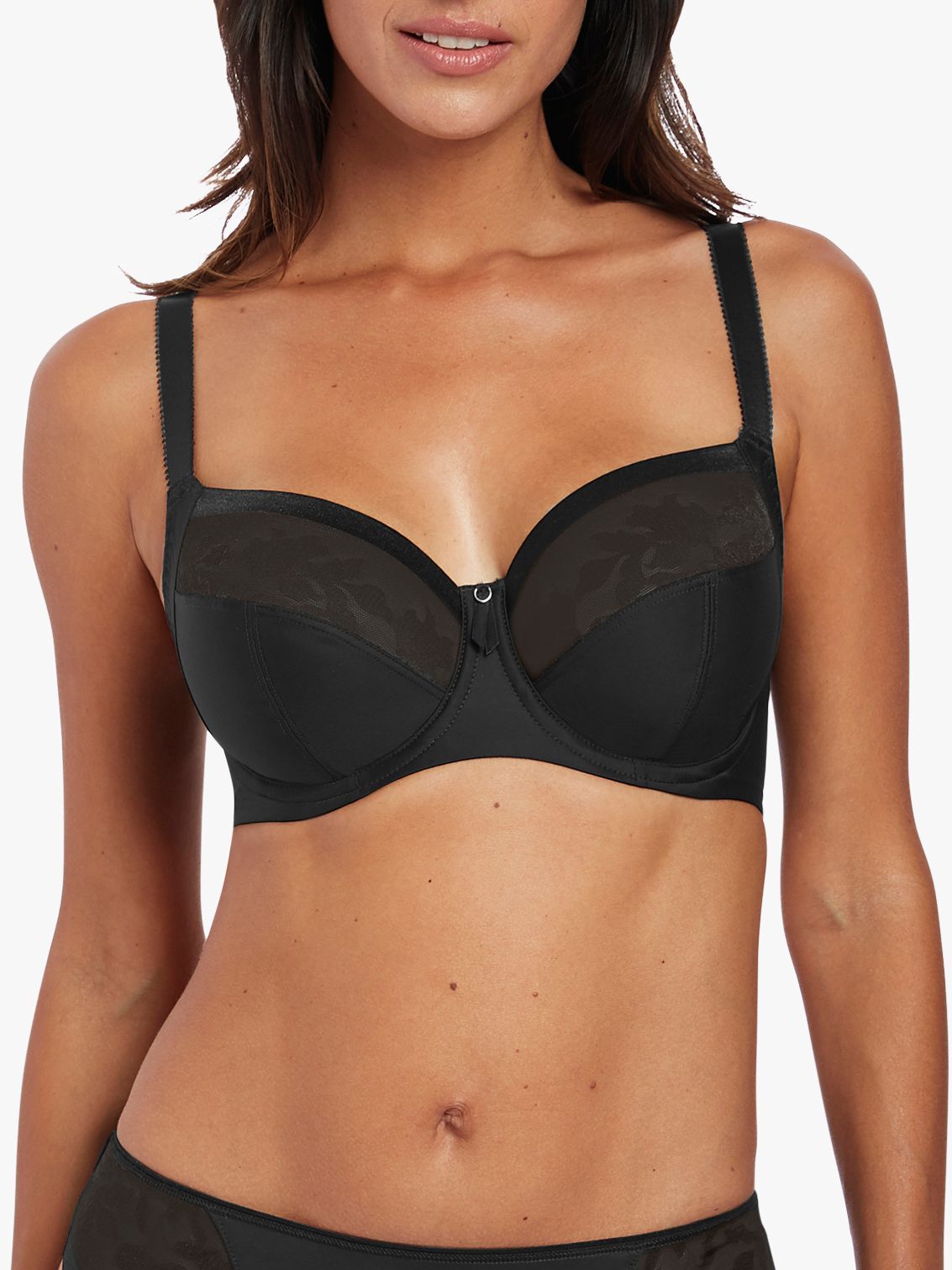 Fantasie Illusion Underwired Side Support Balcony Bra, Black at John Lewis  & Partners
