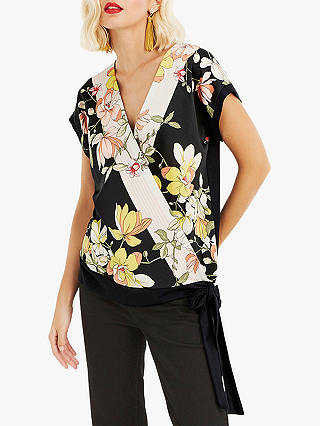 Oasis Scarf Woven Floral Top, Multi Black