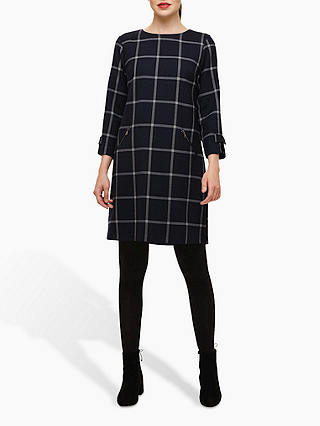 Phase Eight Hermione Check Dress, Navy/Grey