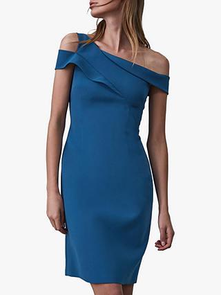 Reiss Natalie Asymmetric Ruffle Dress, Blue