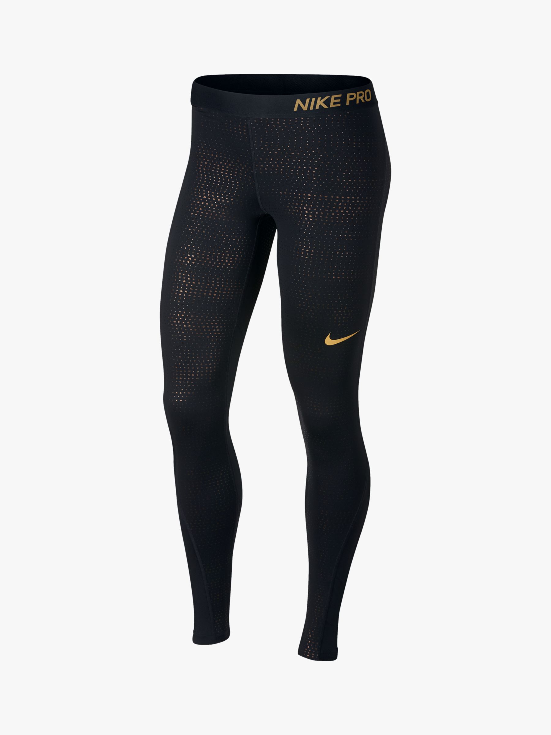 black nike leggings with gold logo