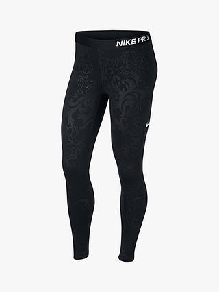 Nike Pro Warm Royal Print Training Tights, Black/Dark Grey