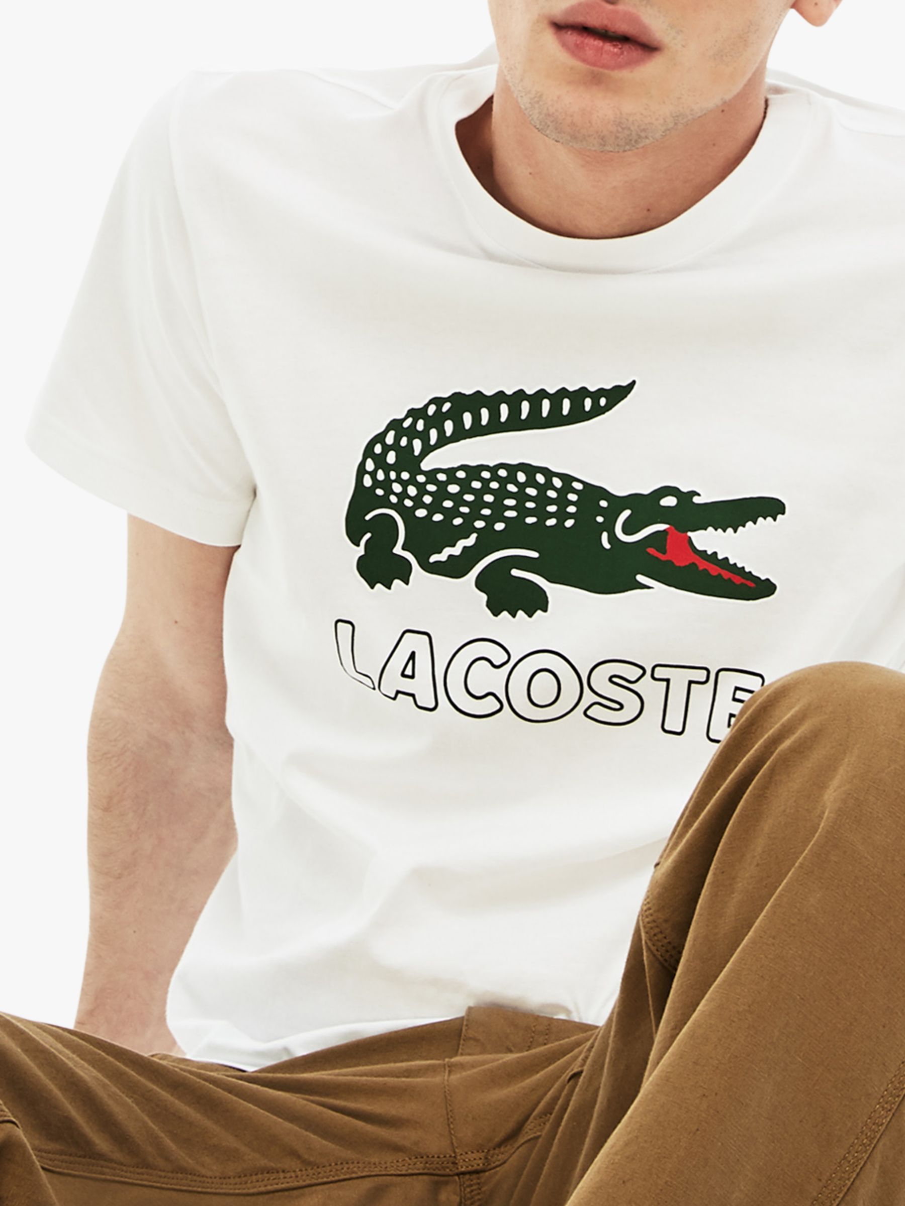 Lacoste Short Sleeve Large Croc Logo T-Shirt, Blanc