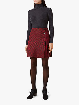 Hobbs Holly Wool Skirt, Red Charcoal