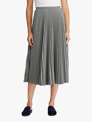 Lauren Ralph Lauren Suzu Pleated A-Line Skirt, Black/Cream