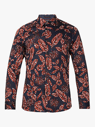 Ted Baker Highbury Floral Print Shirt, Navy/Red