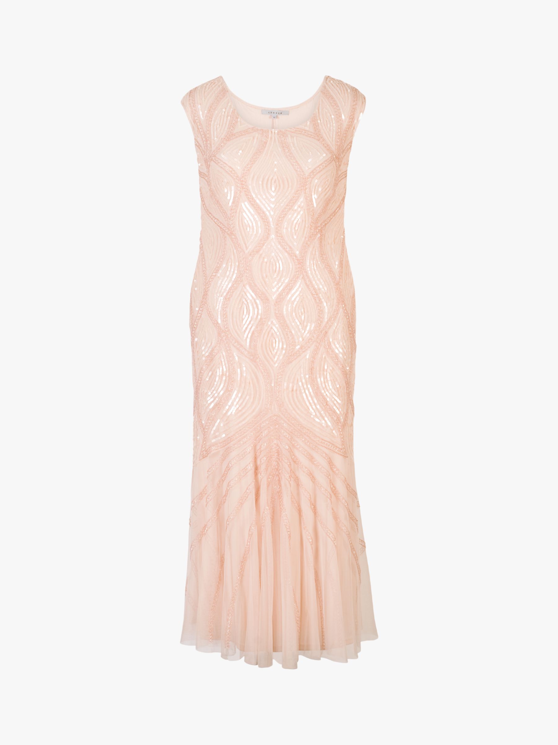 Chesca Beaded Mesh Dress, Pink at John Lewis & Partners