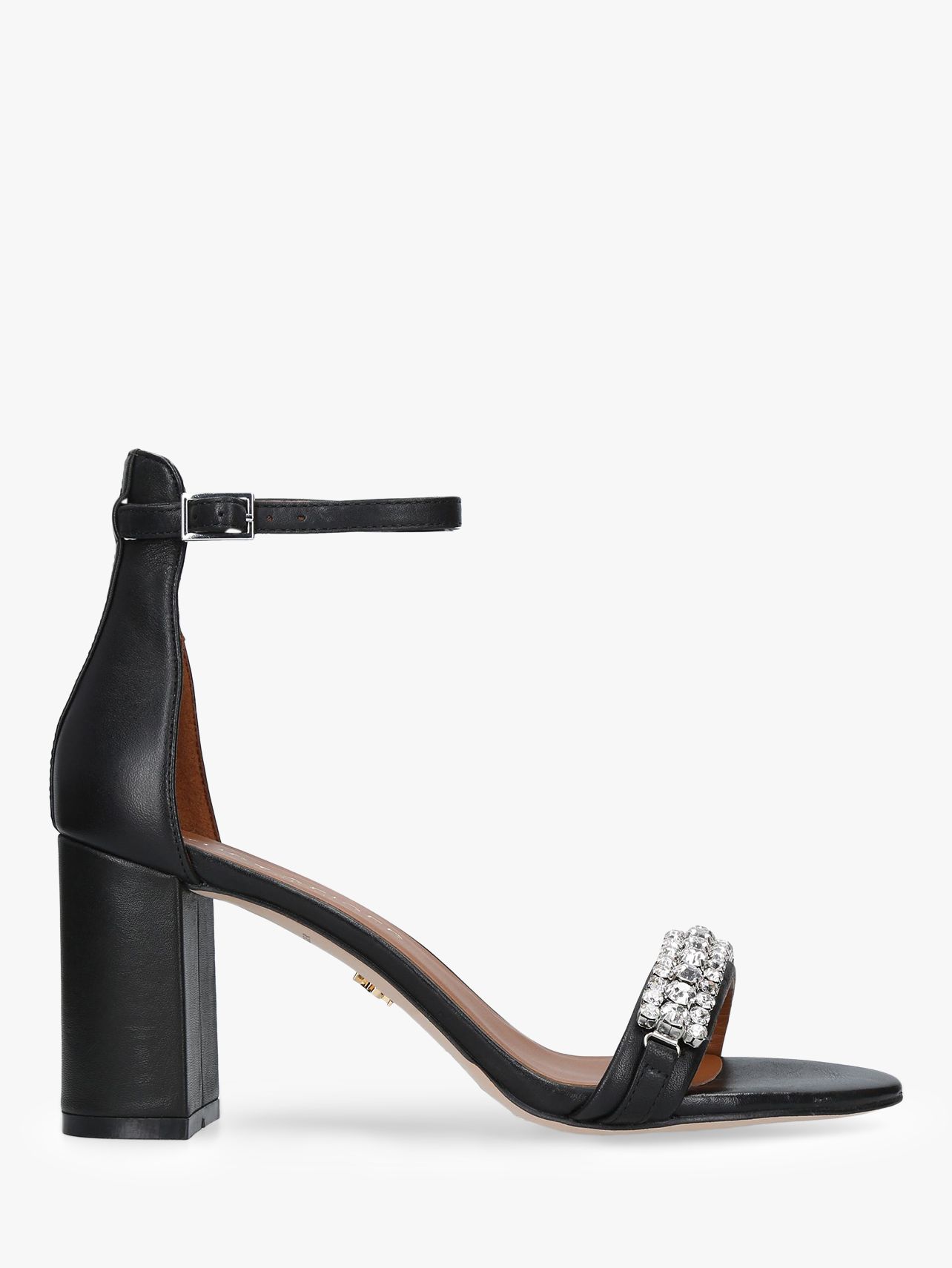 Kurt Geiger London Queenie Jewelled Block Heel Sandals, Black Leather