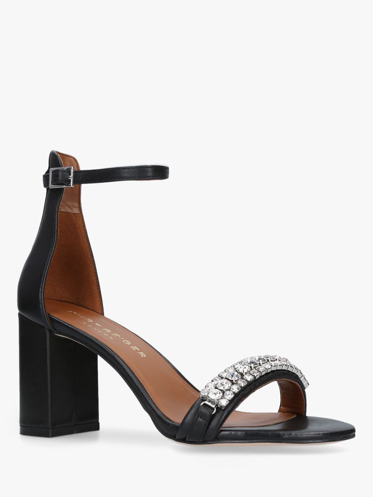 Kurt Geiger London Queenie Jewelled Block Heel Sandals, Black Leather