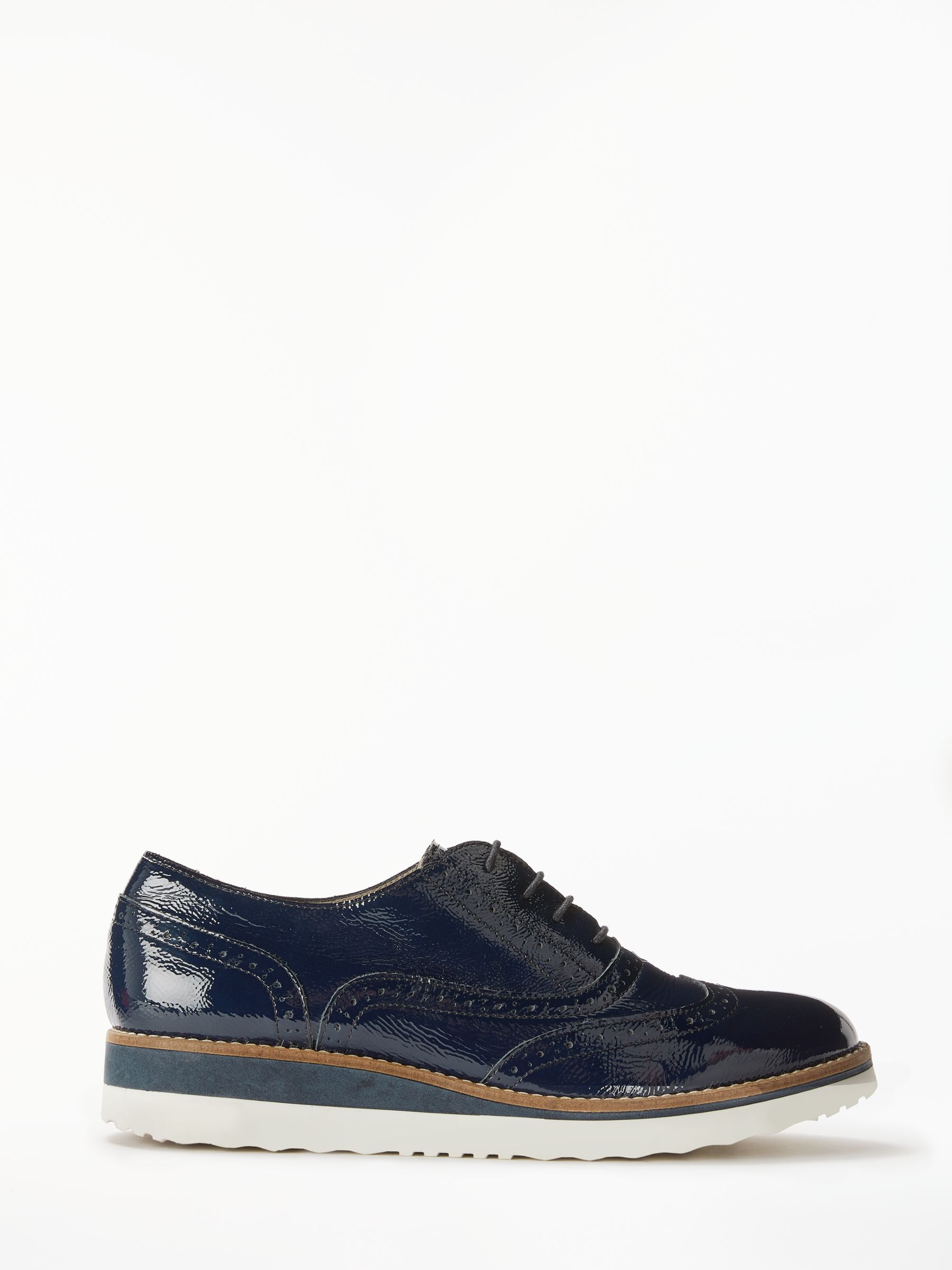 Boden Nina Flatform Lace Up Brogues, Navy Patent Leather