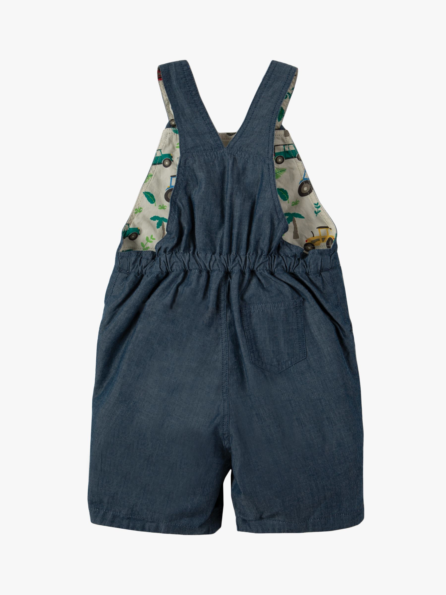 Frugi Baby Organic Cotton Reversible Chambray Tractor Dungarees, Multi