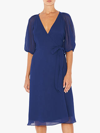 Adrianna Papell Texture Wrap Dress, Blue