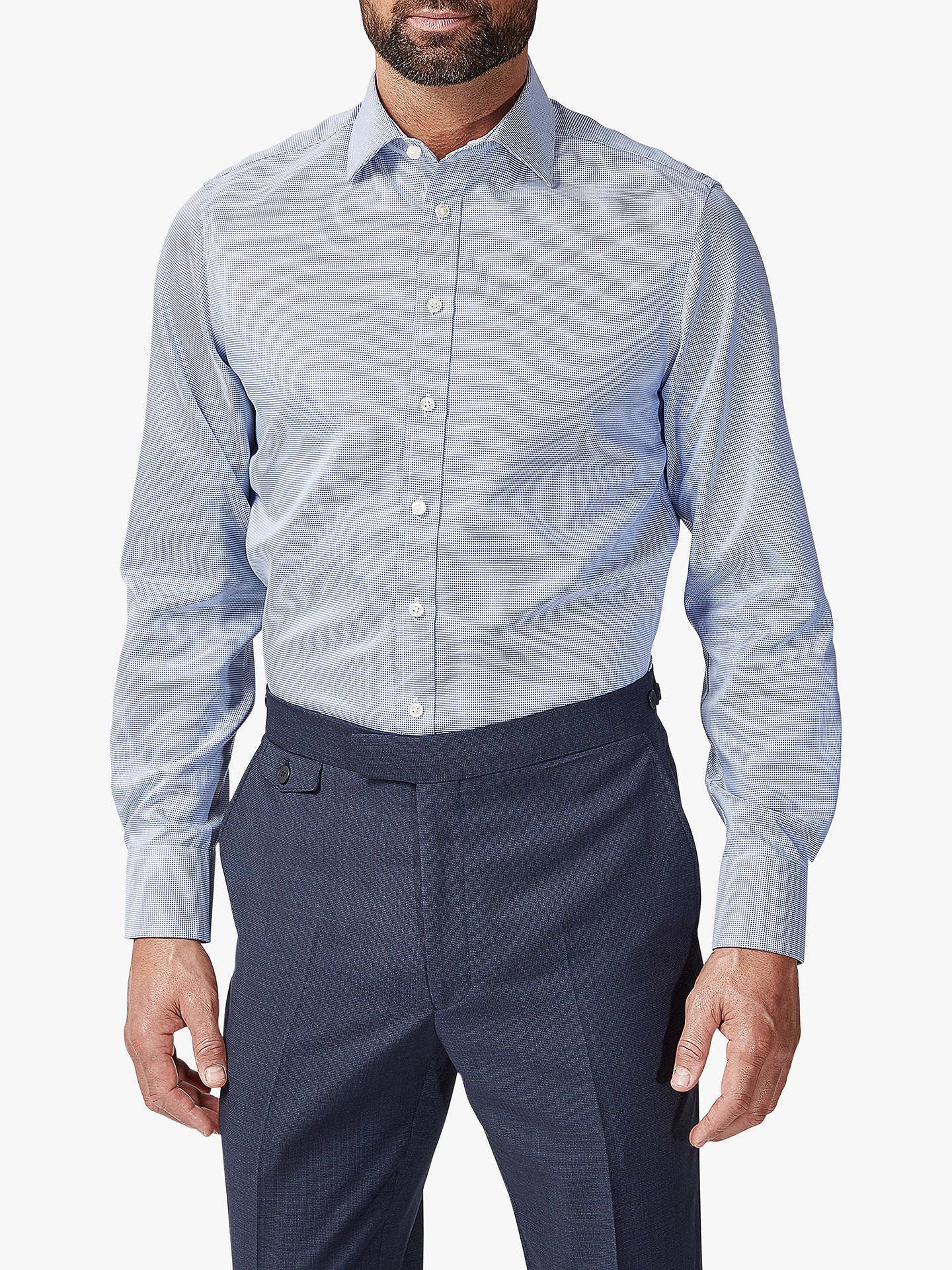 Chester by Chester Barrie Puppytooth Shirt, Blue at John Lewis & Partners