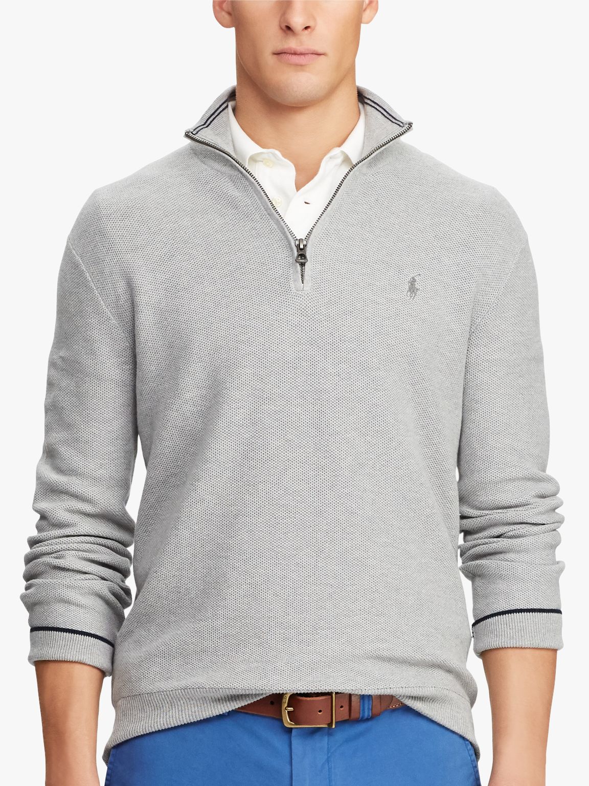 Polo Ralph Lauren Pima Cotton Half Zip Sweatshirt, Andover Heather, M
