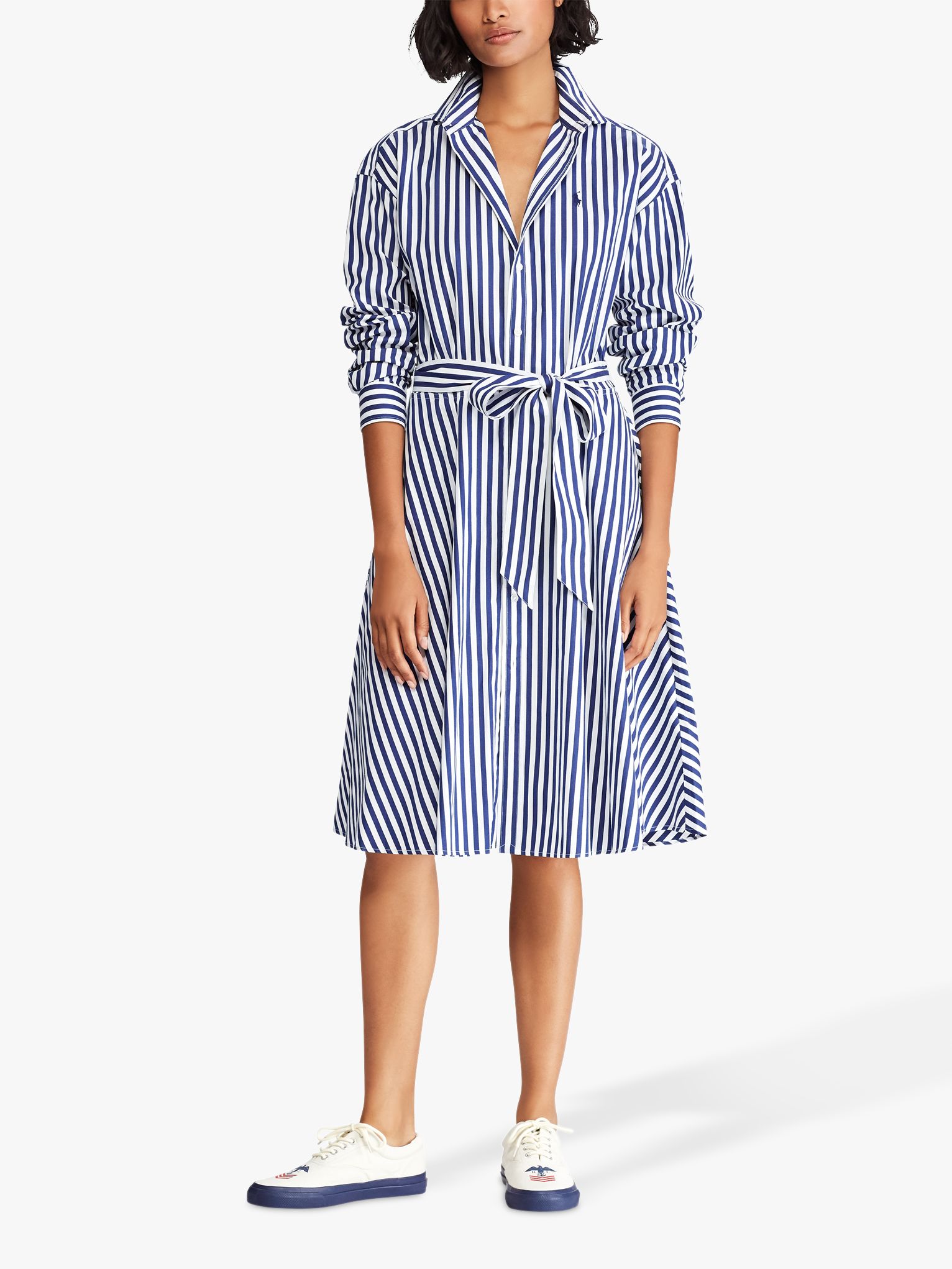 Polo Ralph Lauren Bengal Stripe Shirt Dress, Navy/White