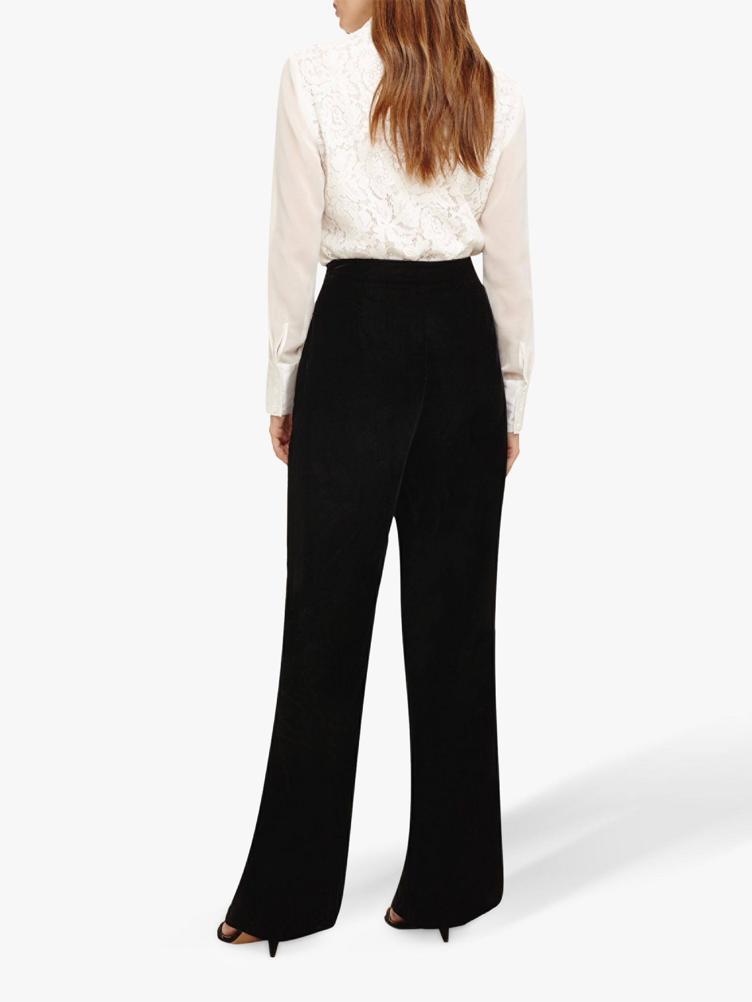 Phase Eight Tabby Velvet Wide Leg Trousers, Black