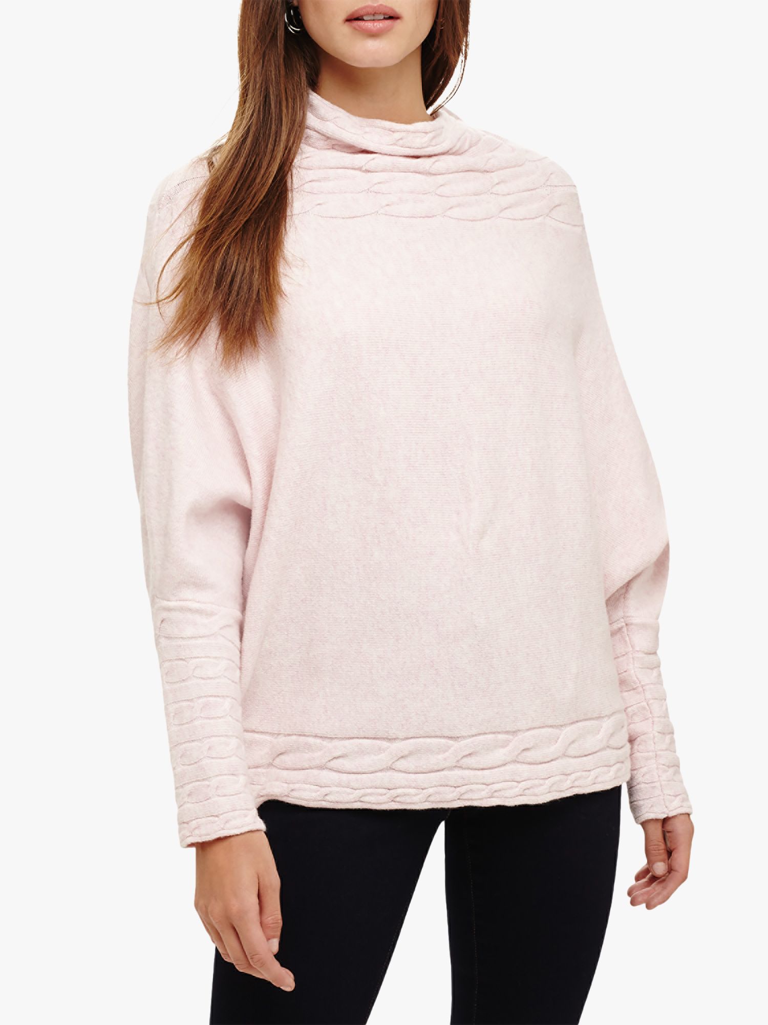 Phase Eight Corine Cable Knit Detail Jumper, Soft Pink