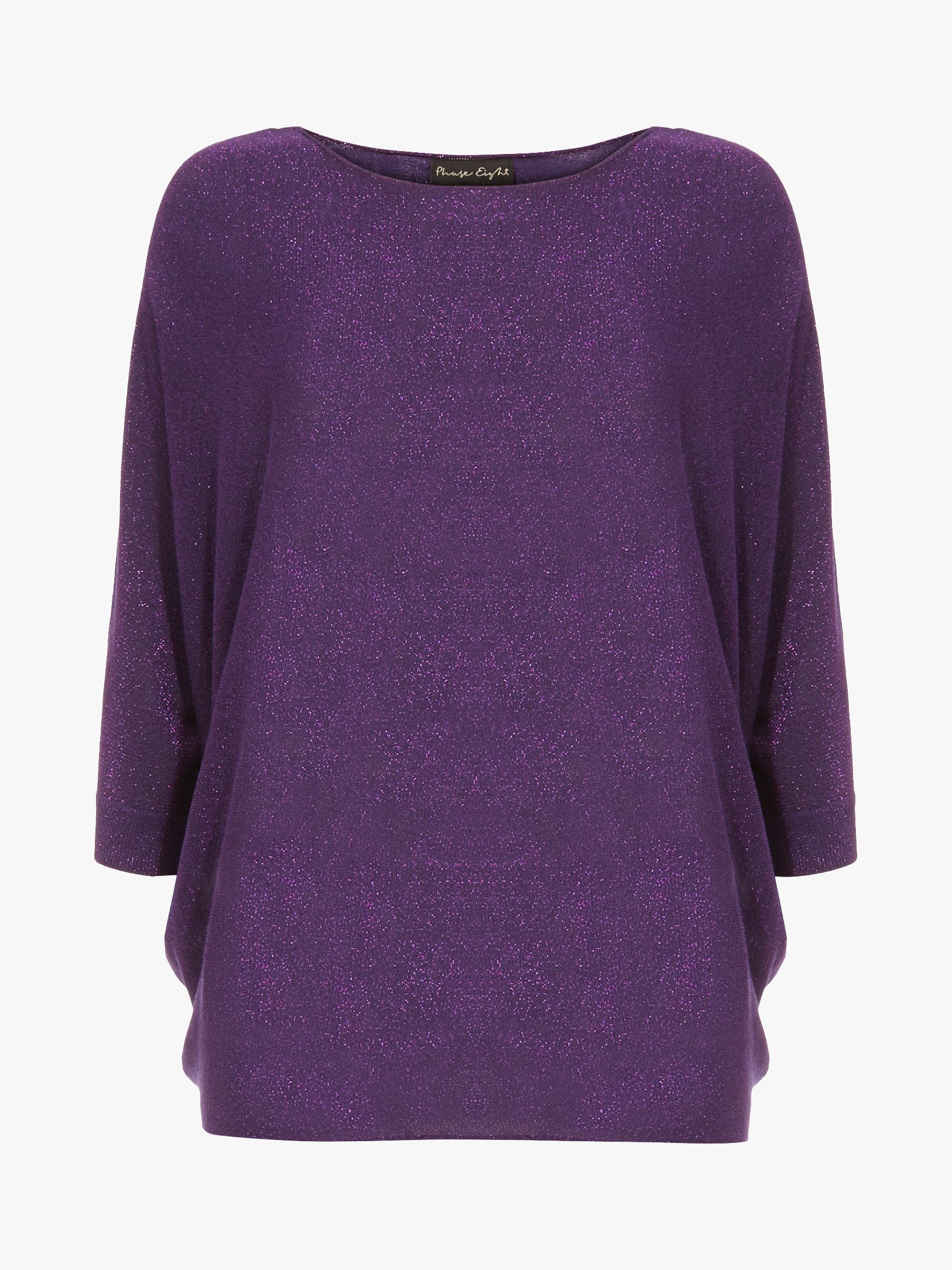 Phase Eight Becca Shimmer Batwing Jumper, Purple